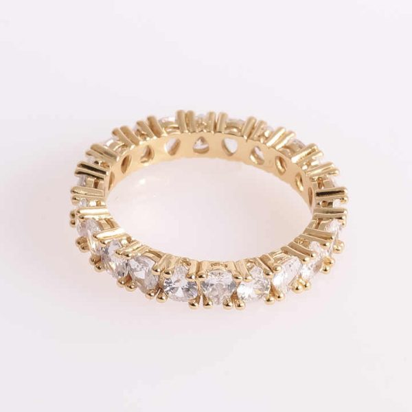 Luxury Shiny 18K Gold Big Zircon Bling Rings Women Men Rings for Women Trendy Crystal Engagement Finger Rings