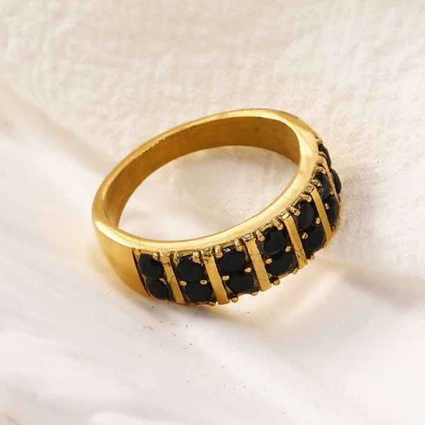Fashion Rings 18K Gold Plated Stainless Steel Colorful Zircon Stone Ring for Women