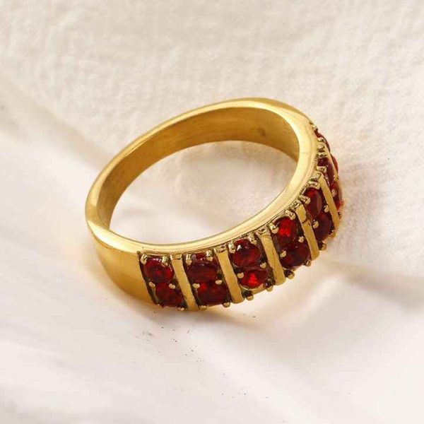 Fashion Rings 18K Gold Plated Stainless Steel Colorful Zircon Stone Ring for Women