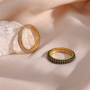 Fashion Jewelry Diamond Crystal Cubic Zirconia Stainless Steel Jewelry Tarnish Free & Waterproof Rings for Women