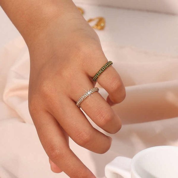Fashion Jewelry Diamond Crystal Cubic Zirconia Stainless Steel Jewelry Tarnish Free & Waterproof Rings for Women