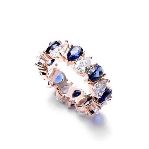 Hot Sales Luxury Trendy 925 Sterling Silver Women's Ring Rose Gold Plated Crystal Engagement Jewelry-Wholesale
