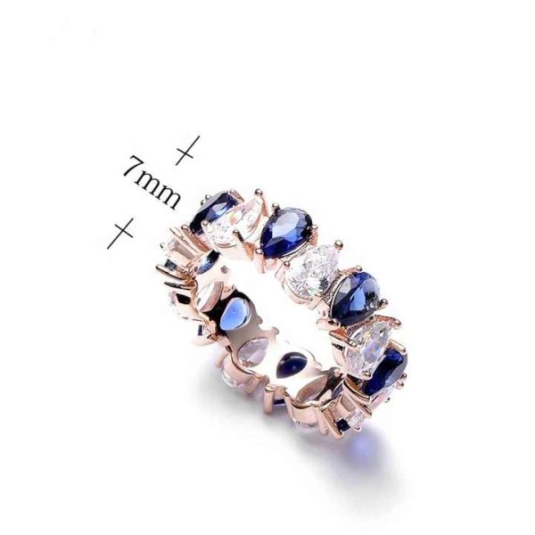 Hot Sales Luxury Trendy 925 Sterling Silver Women's Ring Rose Gold Plated Crystal Engagement Jewelry-Wholesale