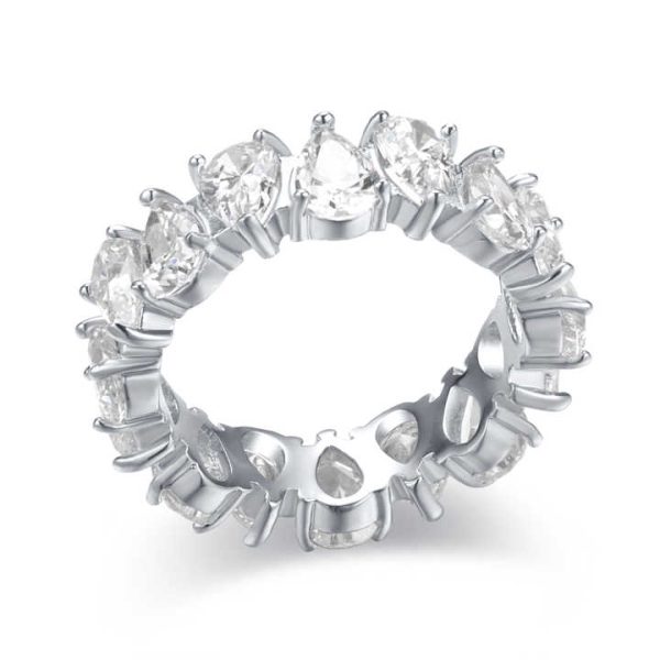 Hot Sales Luxury Trendy 925 Sterling Silver Women's Ring Rose Gold Plated Crystal Engagement Jewelry-Wholesale
