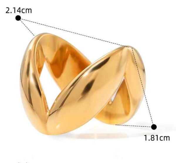 Fashion Rings 18K Gold Plated Stainless Steel V-shaped Glossy Rings for Women