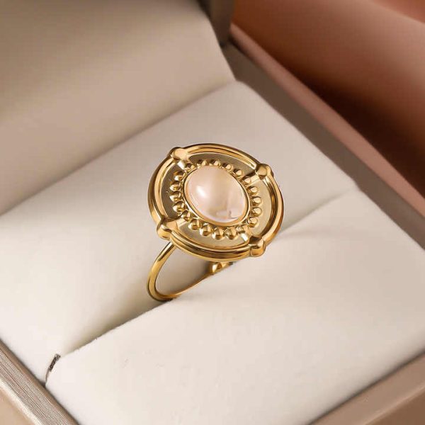 PVD 18k Gold Plated Continuable Multilayer Malachite Natural Stone Open Ring Stainless Steel Black Onyx Tiger Eye Stone Rings