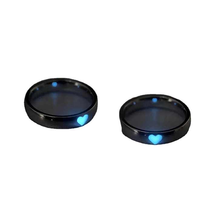 Fashion Adjustable Luminous Couple Ring Glow in Dark Blue and Pink Love Heart Luminous Couple Ring