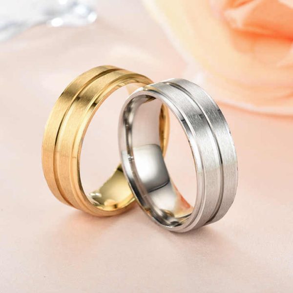 Wholesale New Fashion 8MM Wide Middle groove Frosted Men's Stainless Steel Ring Fashion Jewelry
