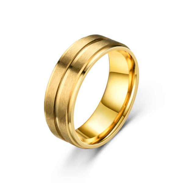 Wholesale New Fashion 8MM Wide Middle groove Frosted Men's Stainless Steel Ring Fashion Jewelry
