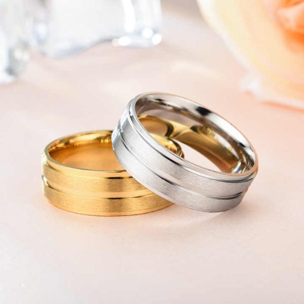 Wholesale New Fashion 8MM Wide Middle groove Frosted Men's Stainless Steel Ring Fashion Jewelry