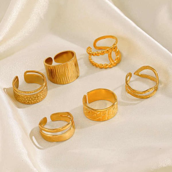 Latest Finger Ring Models Open Adjustable Minimalist Jewelry 18k Gold Plated Rings for Women Stainless Steel Ring