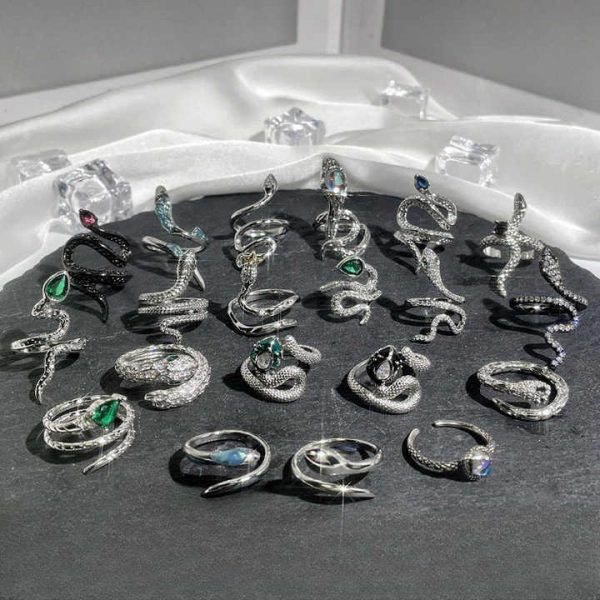 Punk Trendy Open Finger Rings Y2K Fashion Jewelry Women Hip Hop Snake Rings