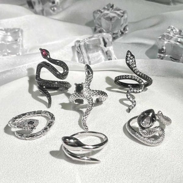 Punk Trendy Open Finger Rings Y2K Fashion Jewelry Women Hip Hop Snake Rings