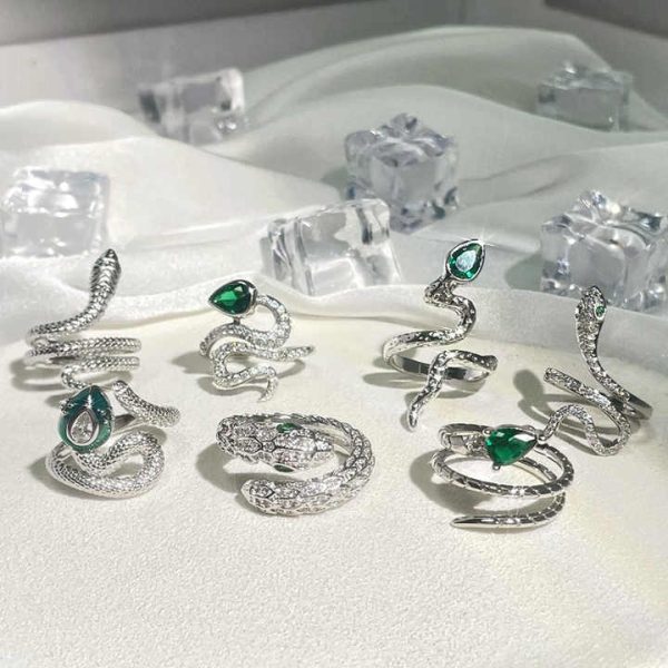 Punk Trendy Open Finger Rings Y2K Fashion Jewelry Women Hip Hop Snake Rings
