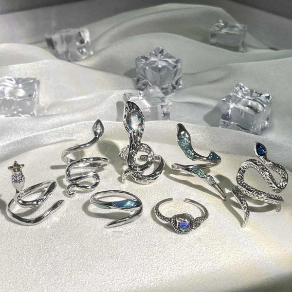 Punk Trendy Open Finger Rings Y2K Fashion Jewelry Women Hip Hop Snake Rings