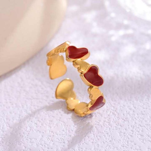 Fashionable Drip Oil Opening Stainless Steel Ring for Women, Minimalist Ins Style Gold Plated Stainless Steel Ring for Women