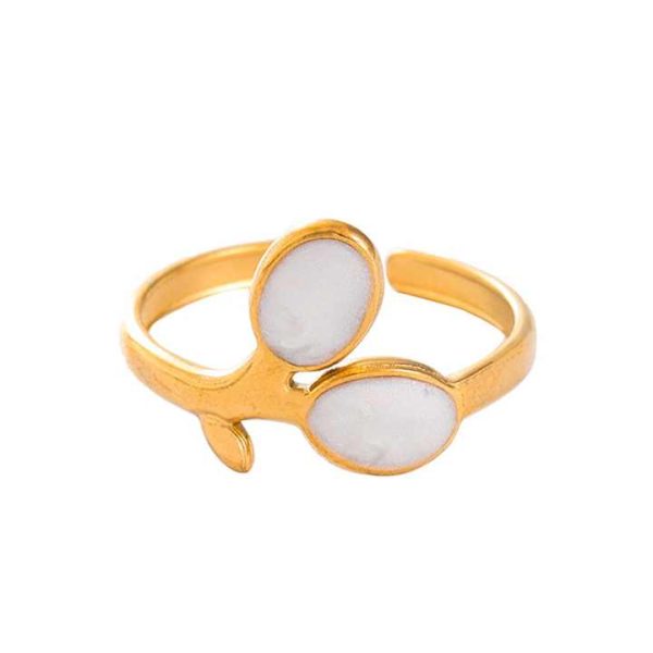 Fashionable Drip Oil Opening Stainless Steel Ring for Women, Minimalist Ins Style Gold Plated Stainless Steel Ring for Women