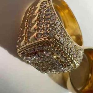 Exaggerated Big Size Punk Style Gold Plated Wedding Ring with Crystal Rhinestone for Men and Women