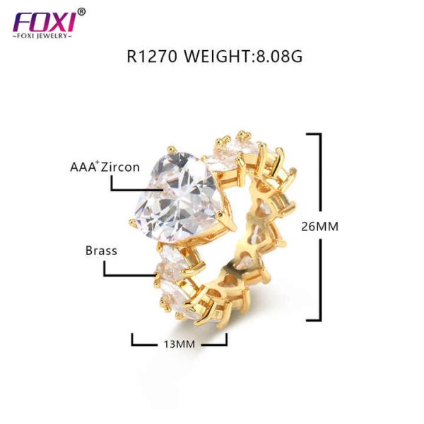 2024 New Fashion Jewelry Accessories Ring Heart Shape Cubic Zirconia Rings 18K Gold Plated Heart Ring for Women