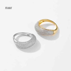 Gold Plated Brass Punk Style Ring with Princess Cut Zircon for Engagement Anniversary Wedding Jewelry