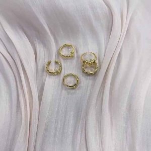 Trendy Geometric Stainless Steel Adjustable Ring - Unisex Daily Wear Fashion Jewelry with Gold Plating