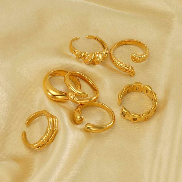 Women's New Trendy Luxury Geometric Ring European American Style Cross-Border Stainless Steel Adjustable Irregular Fashion Rings