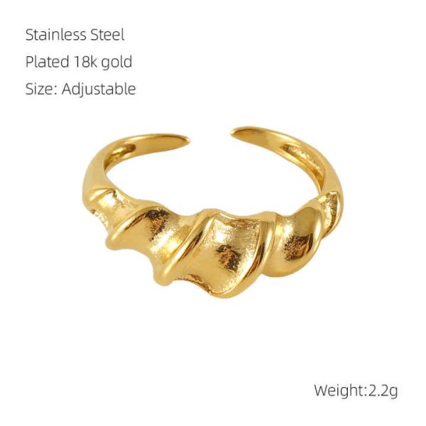 Women's New Trendy Luxury Geometric Ring European American Style Cross-Border Stainless Steel Adjustable Irregular Fashion Rings