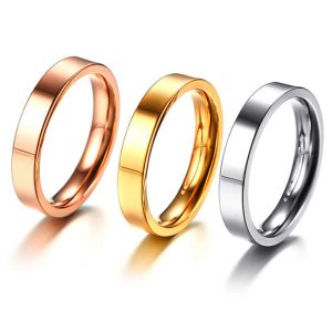 Simple Cute Stainless Steel Couple Ring Glossy Finish Unisex Wedding Engagement Anniversary Jewelry