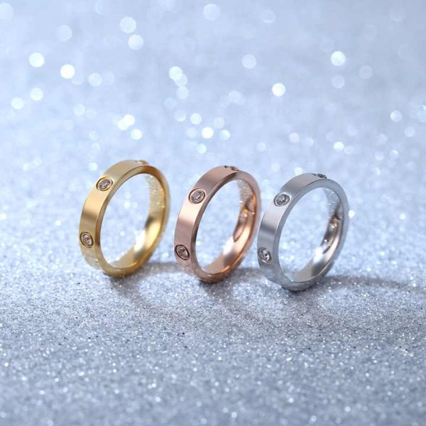 Famous Brand Designer Fashion Rings for Women Men 6 Diamond Stainless Steel Rings Gold Rose Gold Waterproof Non Tarnish Jewelry