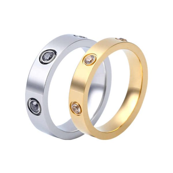 Famous Brand Designer Fashion Rings for Women Men 6 Diamond Stainless Steel Rings Gold Rose Gold Waterproof Non Tarnish Jewelry