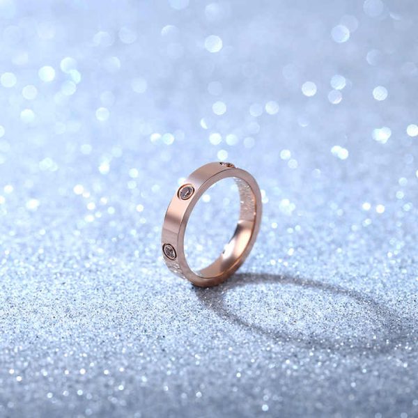 Famous Brand Designer Fashion Rings for Women Men 6 Diamond Stainless Steel Rings Gold Rose Gold Waterproof Non Tarnish Jewelry