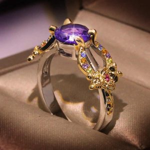 Trendy Platinum Plated Brass Geometric Zircon Ring for Women - Oval Cut Claw Setting Jewelry for Daily Wear and Special Occasions