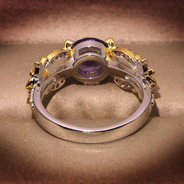 High Quality Wholesale KYRA0987 Latest Fashion 18K Gold Purple 3A Zircon Jewelry Ring for Women