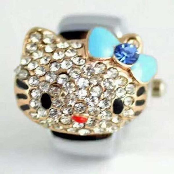Factory Direct Different Colors Cute Fashion Alloy Hello Kitty Ring Watch