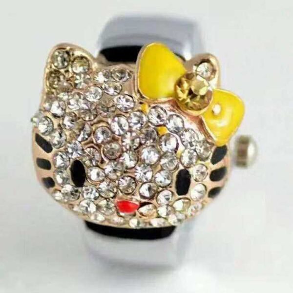 Factory Direct Different Colors Cute Fashion Alloy Hello Kitty Ring Watch