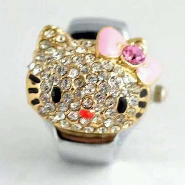 Factory Direct Different Colors Cute Fashion Alloy Hello Kitty Ring Watch