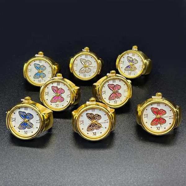 Vintage Butterflies Ladies Unisex Adjustable Quartz Digital Finger Ring Watch