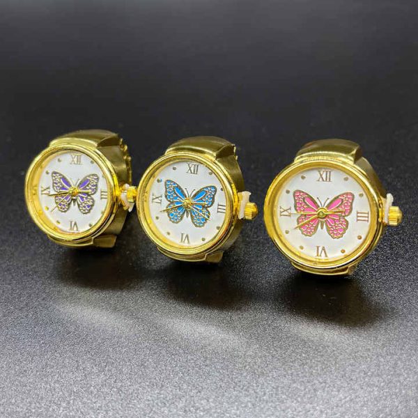 Vintage Butterflies Ladies Unisex Adjustable Quartz Digital Finger Ring Watch