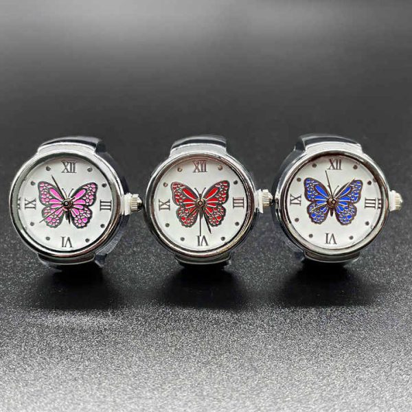 Vintage Butterflies Ladies Unisex Adjustable Quartz Digital Finger Ring Watch