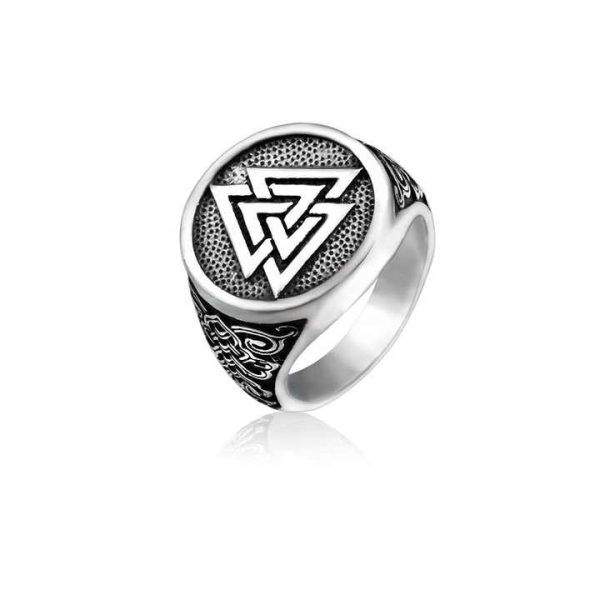 SS8-724R Steel Soldier Stainless Steel Ring Gold and Sliver Triangle Pattern Punk Ring for Men Boy's Jewelry