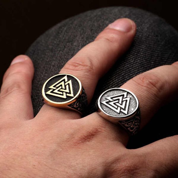 SS8-724R Steel Soldier Stainless Steel Ring Gold and Sliver Triangle Pattern Punk Ring for Men Boy's Jewelry