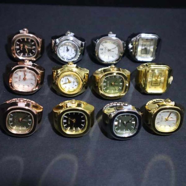 Retro Vintage Finger Ring Watch Elastic Watchband Digital Dial Quartz Y2K Silver Mini Ring Watch for Men Women