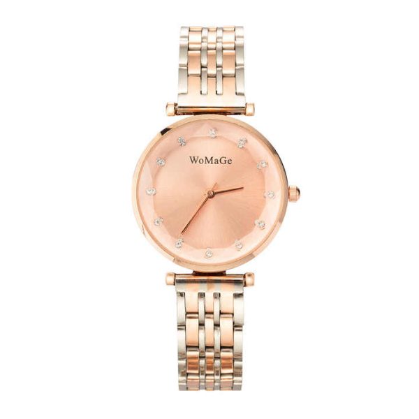 Luxury Bling Iced Out Diamond Quartz Women's Watch Set Gold Jewelry Gift Lady Ring Watches