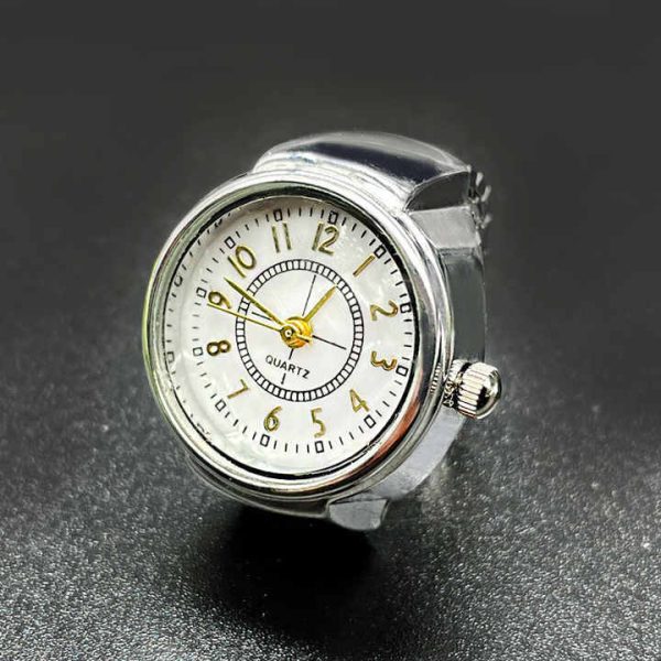 OEM Vintage Jewelry Digital Quartz Movement Finger Watch Rings 18K gold plated Mini Ring Stainless Steel Watches Band Unisex