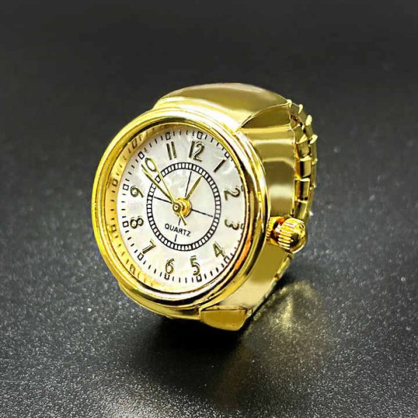 OEM Vintage Jewelry Digital Quartz Movement Finger Watch Rings 18K gold plated Mini Ring Stainless Steel Watches Band Unisex