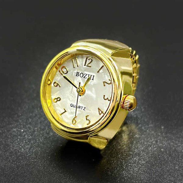 OEM Vintage Jewelry Digital Quartz Movement Finger Watch Rings 18K gold plated Mini Ring Stainless Steel Watches Band Unisex