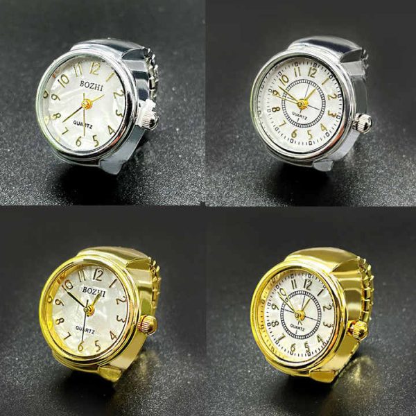 OEM Vintage Jewelry Digital Quartz Movement Finger Watch Rings 18K gold plated Mini Ring Stainless Steel Watches Band Unisex