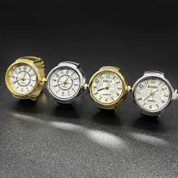 OEM Vintage Jewelry Digital Quartz Movement Finger Watch Rings 18K gold plated Mini Ring Stainless Steel Watches Band Unisex