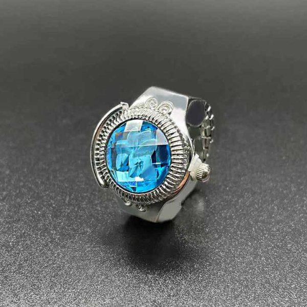 Vintage Mini Ring Watch Clock Finger Elastic Strap Glass Quartz Ring Watch
