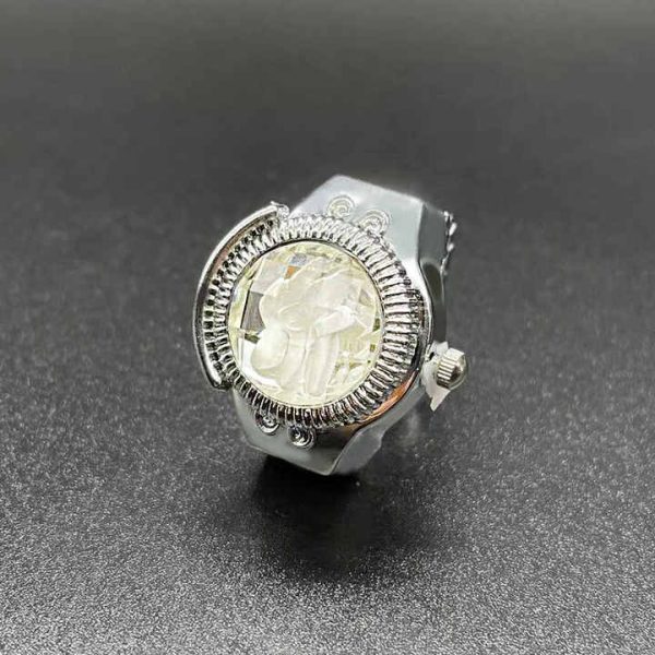 Vintage Mini Ring Watch Clock Finger Elastic Strap Glass Quartz Ring Watch